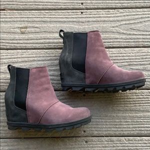 Sorel Black Purple Joan Of Arctic Wedge Boot